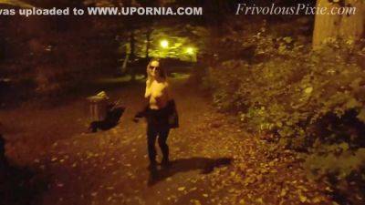 She Flashing Tits And Undresses In A Public Park - upornia.com - Czech