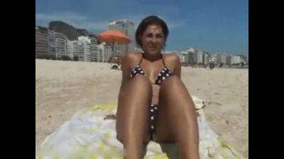 Tanned cougar was picked up on a public beach for kinky sex and a facial - sunporno.com - Germany - Brazil