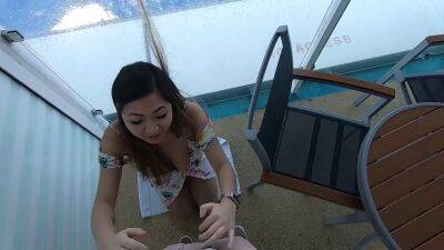 Outdoor blowjob on cruise boat with young busty Asian - sunporno.com - China - Asian