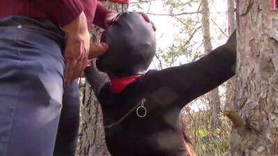 Tied To A Tree, Masked And Outdoor Deepthroat With No Mercy - hclips.com