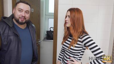 HUNT4K. Belle with red hair fucked by stranger in toilet in front of BF - txxx.com - Czech
