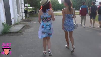 Two Girls Flashing Pussy In Public Park, Upskirt No Panties - upornia.com