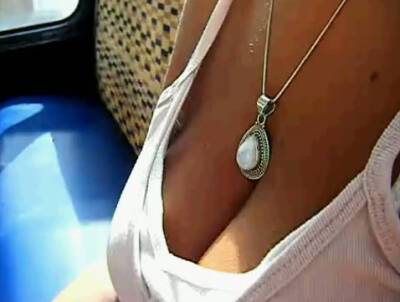 Busty chick at the bus got her shaking melons caught on my cam - sunporno.com