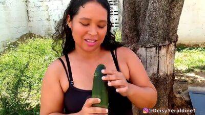 I Masturbate Outdoors In Lingerie With A Big Cucumber In My Wet Pussy. Public Exhibitionism - hclips.com