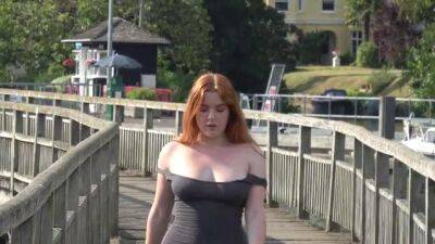 Busty redhead teen show tits and ass on public - sunporno.com