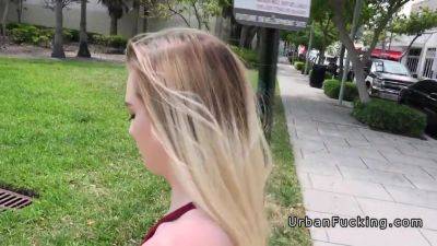 American Blonde Sucking Outdoor In Public (deep Throat) - hclips.com - Usa