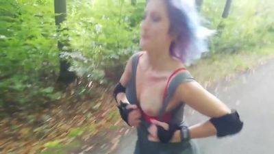 Ririducky Outdoor Public Flashing , Blowjob & Sex In A Forest By A French - Skater Girl - hclips.com - France - french