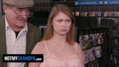 Ginger Grey's stepgranddad gives her a hard deep fuck in public & fills her up with his load - sexu.com