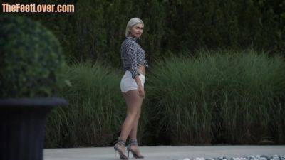 Seductive foot model with small titties rides dick outdoor - hotmovs.com