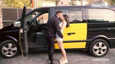 Aisha Wild gets a rough outdoor fuck in the taxi with a cumshot on her huge Spanish tits - sexu.com - Spain - Latin