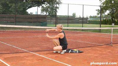 BBW dominatrix with huge tits teaches outdoor tennis with a face-sitting lesson - sexu.com