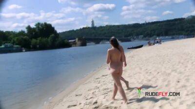 Sunny Day In Nude Beach Girl Casually Enjoys A Naked In Public - upornia.com