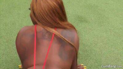 Thick Ebony Babe Outdoor Facial And Bukkake - upornia.com - African