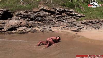 Outdoor sex in the ocean with a skinny Latina with tan lines - sunporno.com - Usa