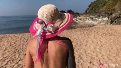 Naughty Beach Weekend - Neko Jinger Giving Head On Public Beach Full - hotmovs.com - Asian