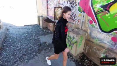 Very Risky Teen Games Blowjob In A Public Place And Flashing Tits - upornia.com - Russia