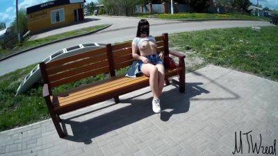 Exhibitionist Wife Outdoor Bench Risky Very Public - upornia.com - Russia