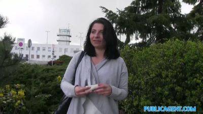 Hot babe with black hair sucks and fucks for cash in public for a cumshot - sexu.com