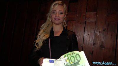 German blonde bombshell offers to fuck for cash in public for a hugetit and a big cock - sexu.com - Germany - Czech