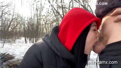 Slutty Brunette Gets Fucked Outdoor In Cold Russian Win - hclips.com - Russia