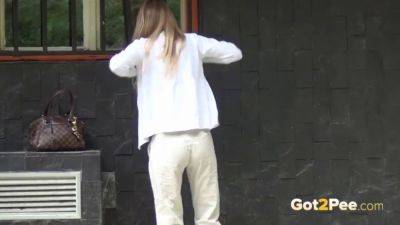 Brunette babe gets wild with public pee & squirts in public compilation - sexu.com