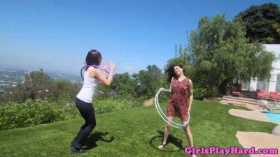 Jenna - Jenna Sativa and Shyla Jennings scissor after hula hoop with sensual outdoor play - sexu.com