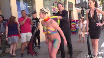 Tina Kay - Tina - Body Painted Blonde Disgraced In Public - Sienna Day, Steve Holmes And Tina Kay - hclips.com