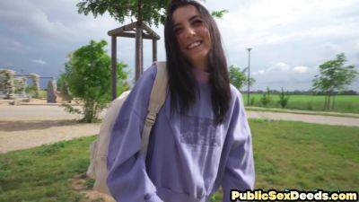 Public beauty enjoys fucking by big dick outdoor in pussy - txxx.com