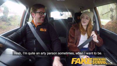 Hot student with pale skin fucks better than she drives in public with her fake driving instructor - sexu.com