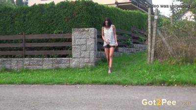 Watch this desperate brunette piss in public like a soggy crave for more! - sexu.com - Czech