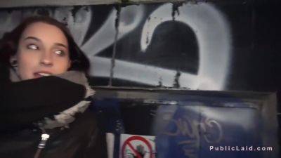 Black Haired Brunette Babe Takes Money From Public - hclips.com