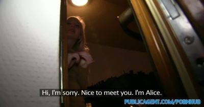 Alice - Alice dumb, a hot blonde, fucks stranger for cash in public for a hot cumshot - sexu.com - Hungary