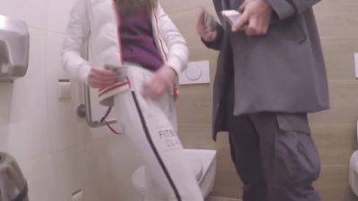petite blonde teen fucked for cash in public restroom pov - txxx.com - Russia