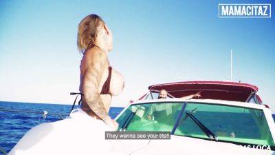 Max Cortés - Max Cortes, the busty MILF, takes a public ride on a boat with Gina Snake & swallows cum - sexu.com - Spain