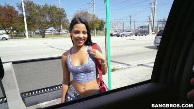 Nikki Kay, the hot latina babe, loves to bang with her rich dude in public bus - sexu.com - Latin