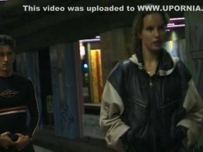 Horny Blonde In Wild Brunette Teen From Germany Eating Cum In Public - upornia.com - Germany