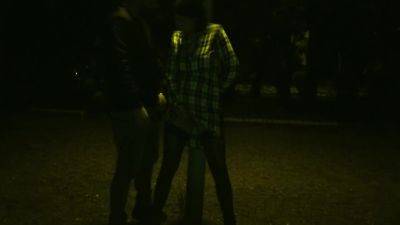 Kinky Couple Masturbates Together In A Public Park - hotmovs.com