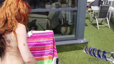 Ginger Lea And Miss Pussycat Have Some Outdoor Sunbathing Dildo Mutual Masturbation And Jacuzzi Time - hotmovs.com