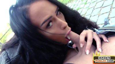 Busty amateur Latina MILF fucked in public action outdoor - hotmovs.com - latina