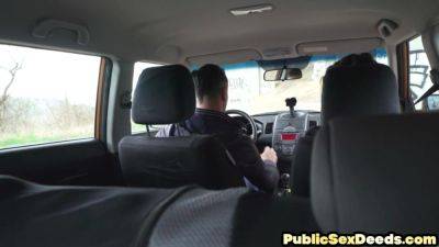 Driving amateur publicly rides instructor in car outdoor - txxx.com