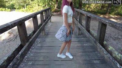 18 Year Cute Girl Outdoor With Mini Skirt - hotmovs.com