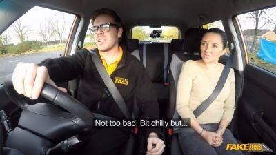 Cute teen gets drilled hard by her fake driving instructor in a public reality scene - sexu.com - Britain - British