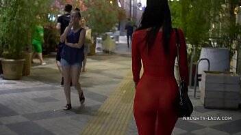 Red transparent dress in public - xvideos.com