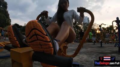 Amateur Thai girlfriend outdoor workout and pov blowjob video - hotmovs.com - Thailand - Asian